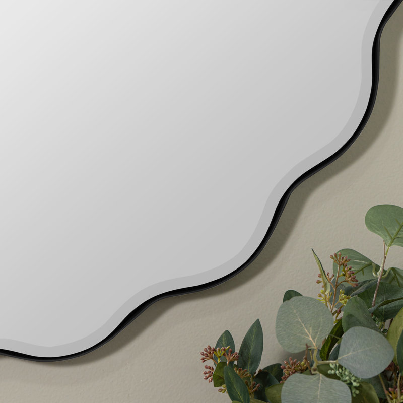Cleo Scalloped Metal Mirror, Black