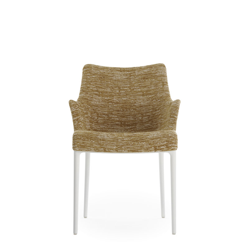 Eleganza Upholstered Dining Chair, White, Mustard