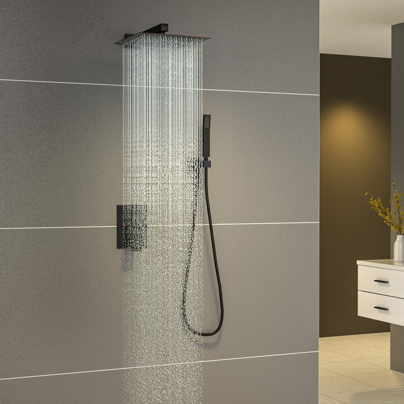 SystÃ¨me de douche complet Ã  pression Ã©quilibrÃ©e avec pomme de douche Ã  effet pluie de 10 pouces et vanne de montage