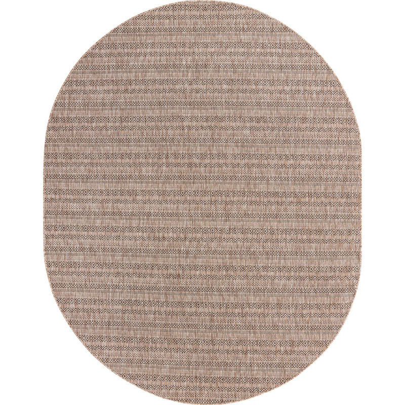 Tapis d'extérieur scintillant brun clair, Ovale 7 pi 10 po x 10 pi