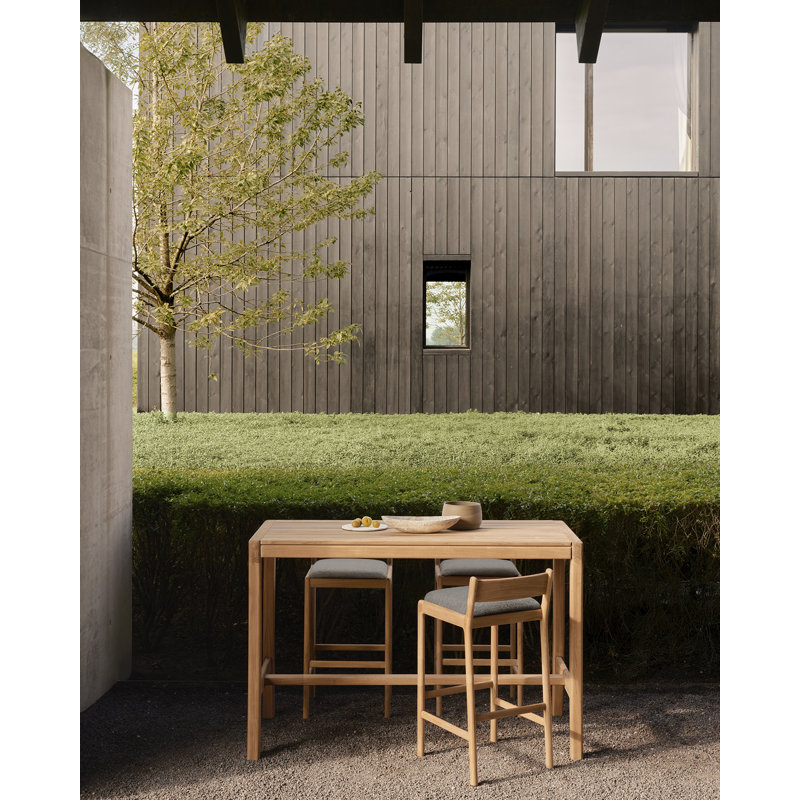 Jack outdoor bar stool - teak - Natural fabric, Mocha