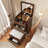 (60Cm)(Walnut) 3 In 1 Vanity Desk With Plip Top Mirror, Small Make Up Vanity Set With Visible Glass Desktop, Compact Makeup Vanity With 3 Drawers, Dressing Table