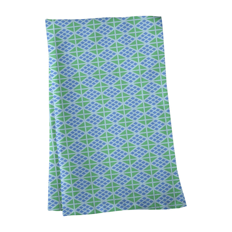 Serviette de thé diamants, Bleu / Vert, Polyester sergé