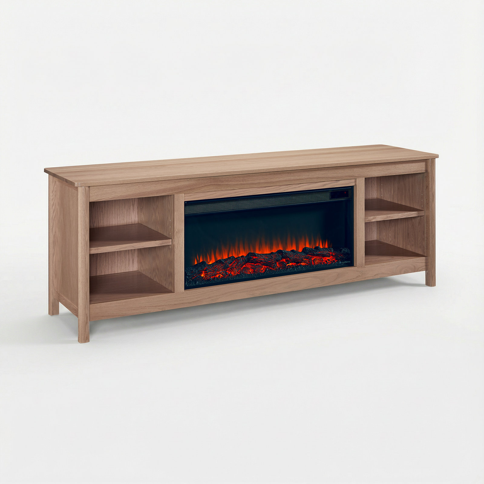 Bridgeway 81" Electric Fireplace TV Stand, Light Oak