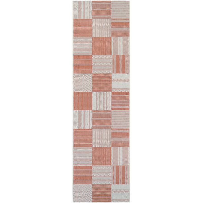 Iristine Patchwork Pumpkin Orange Indoor Outdoor Rug, Rectangle 2' x 3'7"