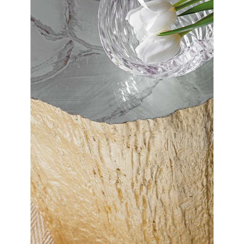 Table de salle à manger ronde avec plateau en verre Signature Designs, Or