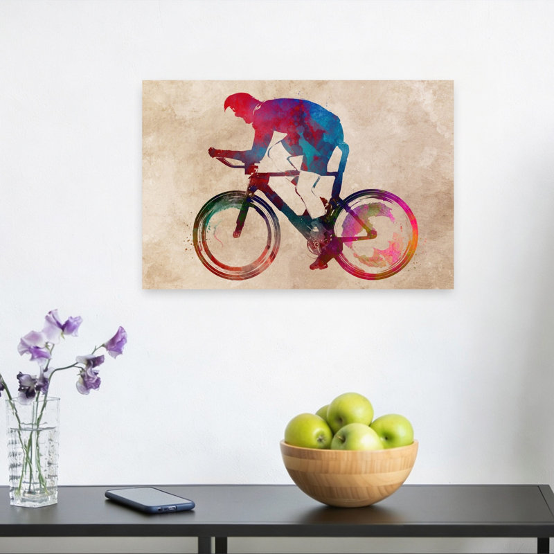 «Vibrant Cycling Racer», art mural contemporain, H 12 po x l 18 po
