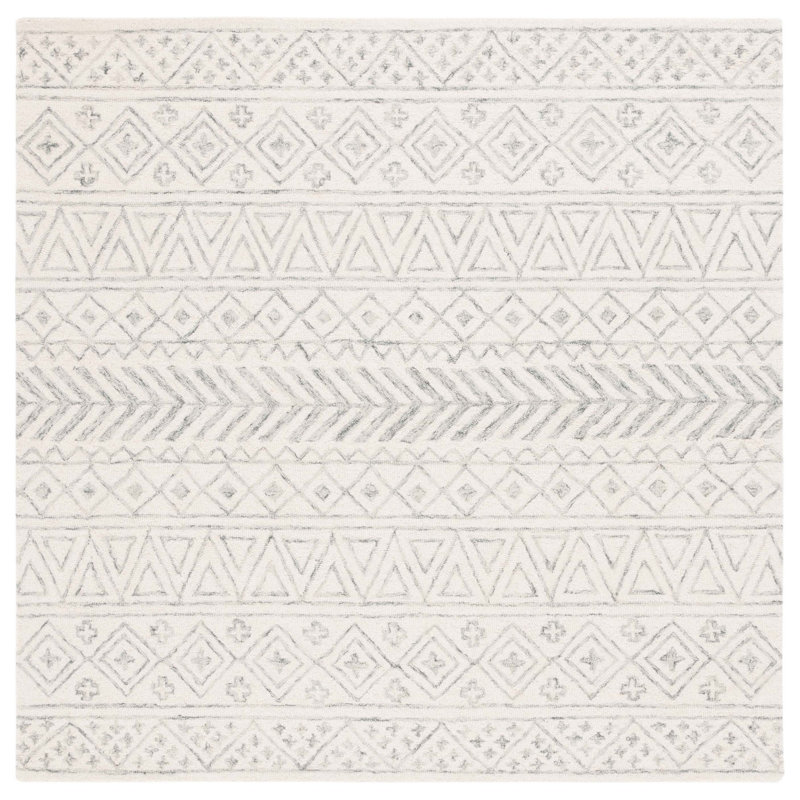 Metro Hand Tufted Wool/Cotton/Latex Rug in Gray, Square 6'