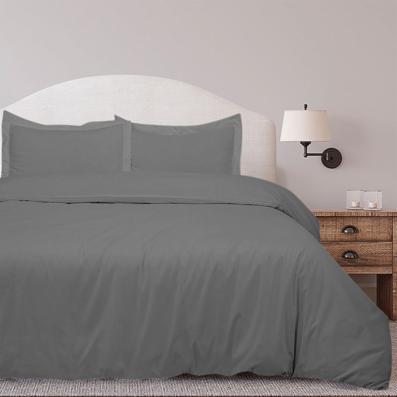 Ensemble de housse de couette en microfibre , Housse de couette pour lit simple + 1 taie d'oreil, Gris
