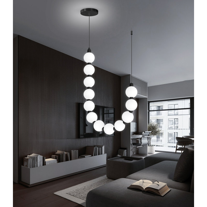  12-Light Globe Chandelier Modern Led Dimmable Light Fixture, Matte Black