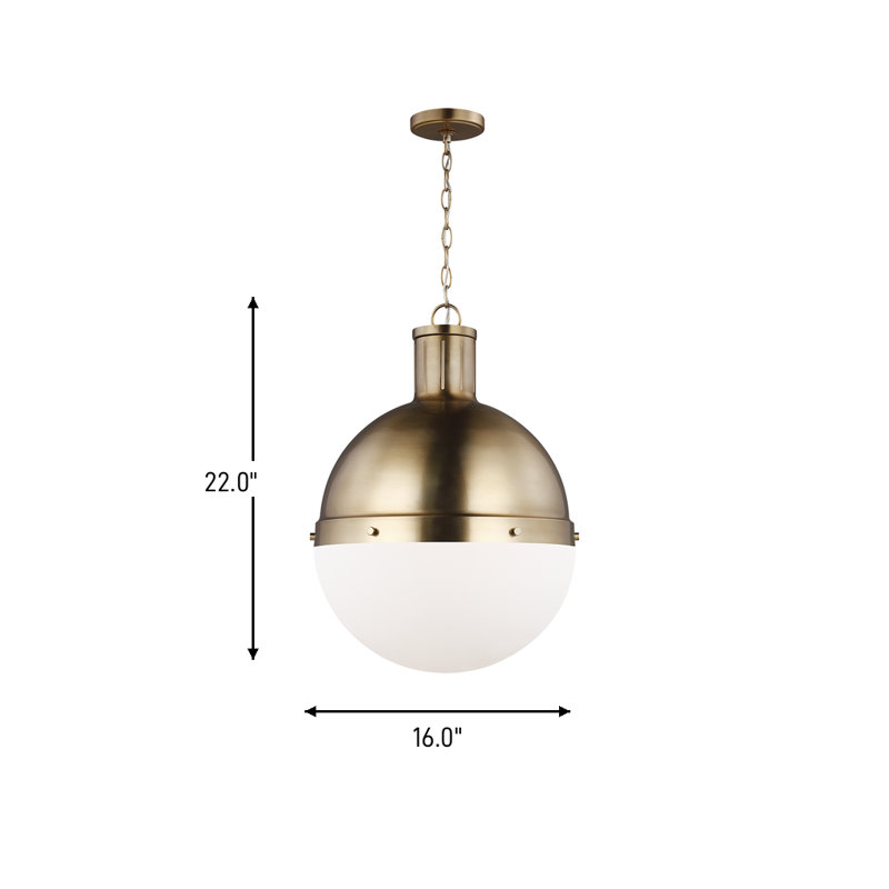 1 - Light Single Globe Pendant, 22" H x 16" W x 16" D, No , Satin Bronze