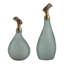 Ensemble de 2 vases décoratifs modernes en verre en forme de larme pour la décoration intérieure - Vases hauts contemporains pour la mise en valeur de la table - Lot de 2, 35,5 cm et 28 cm, vert et argent