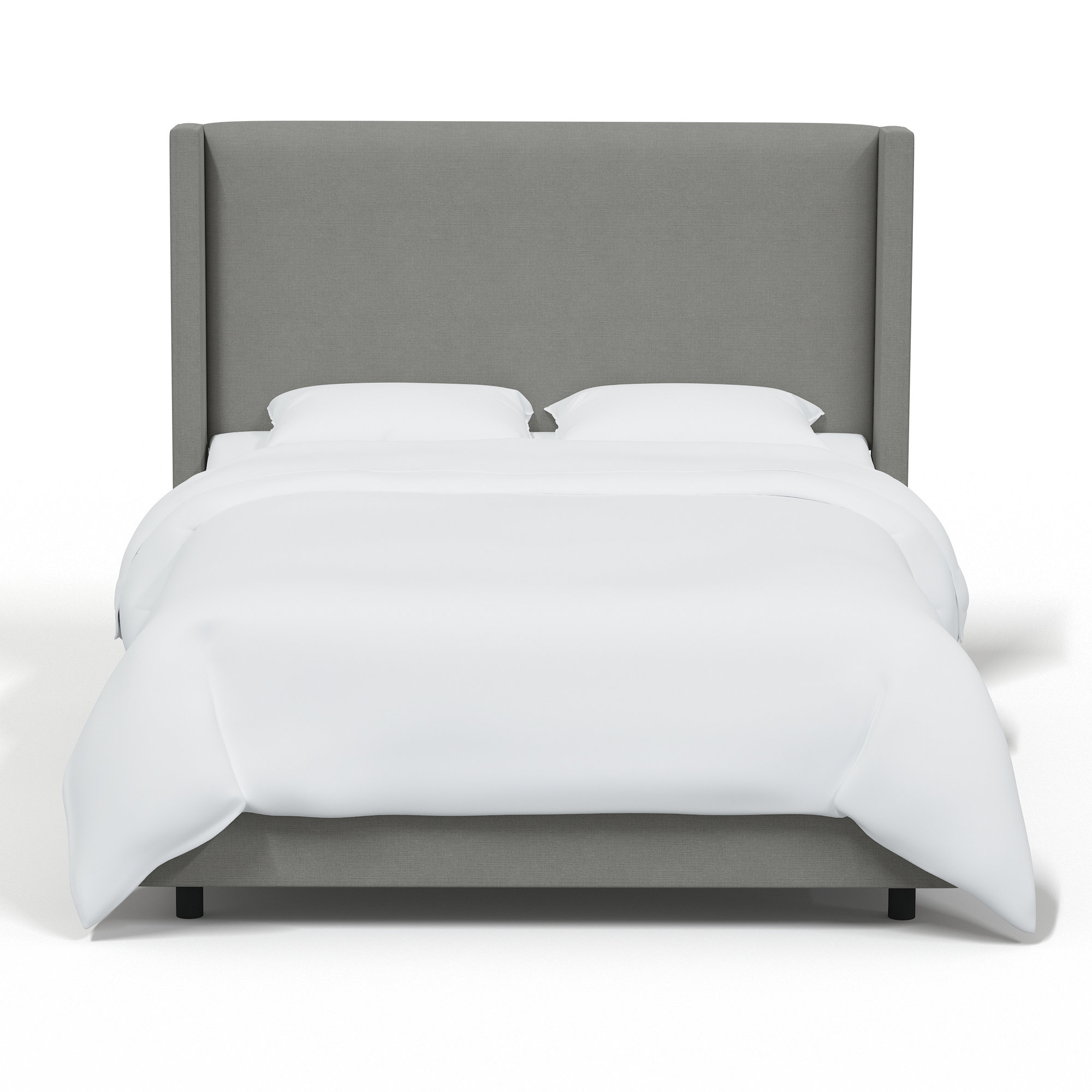 Hanson Upholstered Wingback Bed, King, Classic Grey Linen