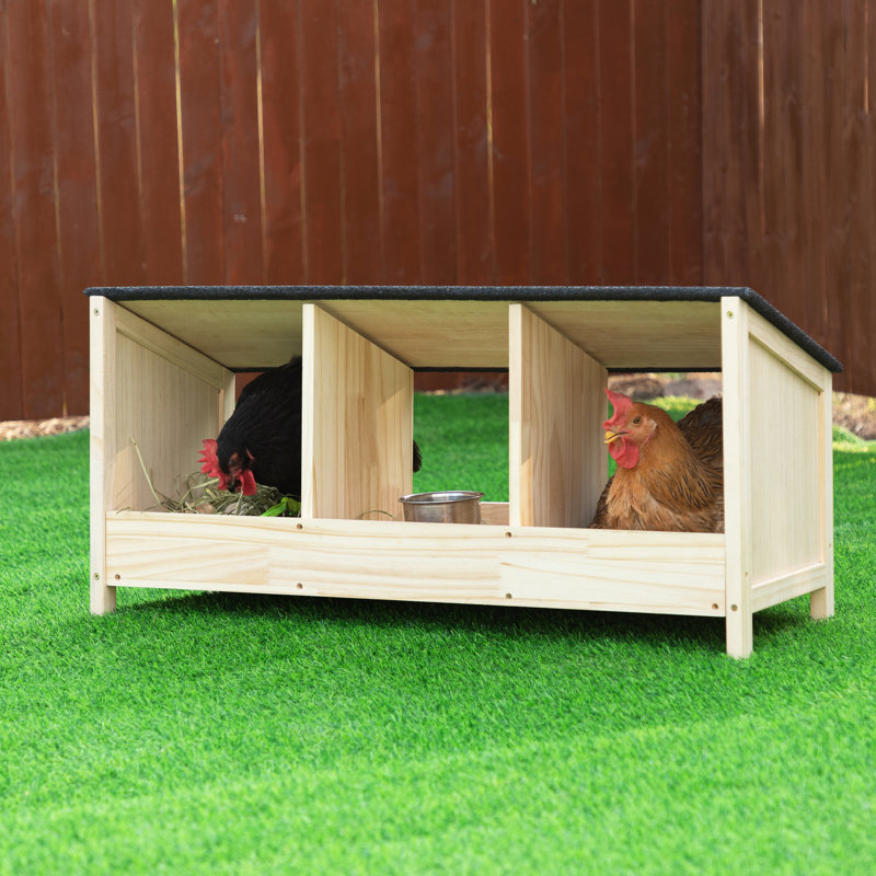 Triple Nesting Box For Chickens-solid Pine Wood