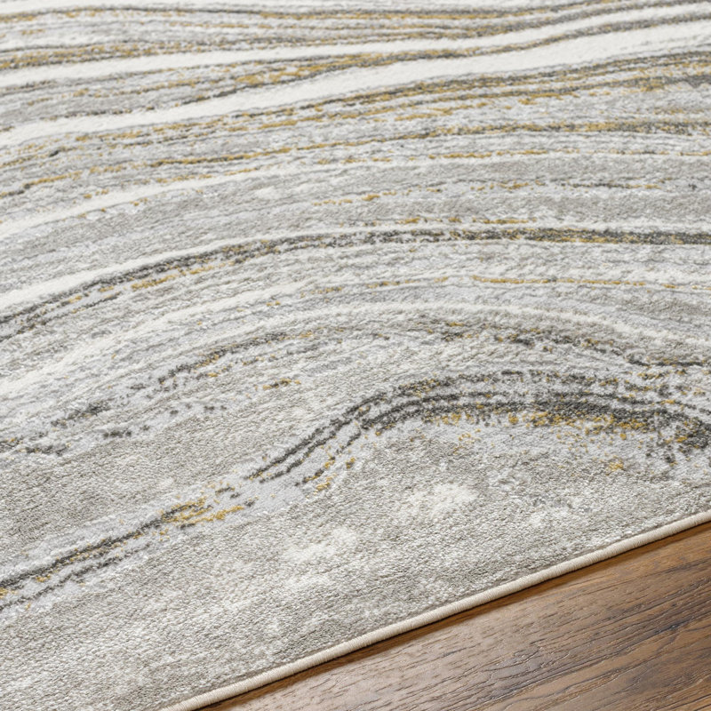Dieter Abstract Gray Area Rug, Rectangle 9' x 12'