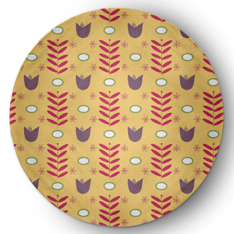 Chenille Floral Indoor Rug, Round 5'