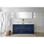 Ensemble de meuble-lavabo double bleu marine l 72 po x P 20 po, plateau en marbre de culture et robinet en or rose