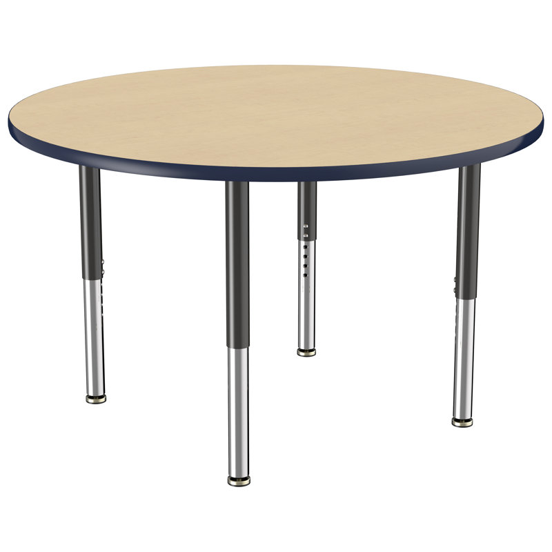 Table ronde à hauteur réglable, 48", Érable / bleu marine / noir, Super