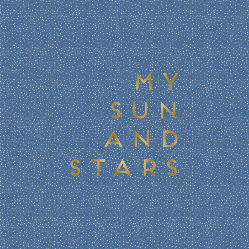 My Sun and Stars - Art textuel, H 20 po x l 20 po, Non, Papier avec cadre unique doré