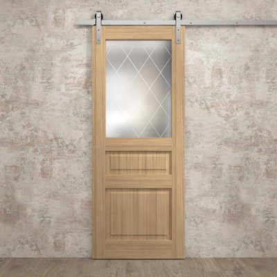 Porte de grange moderne | Ego 5011 | Ensemble de quincaillerie lourde Silver Rail Track | Portes intérieures solides