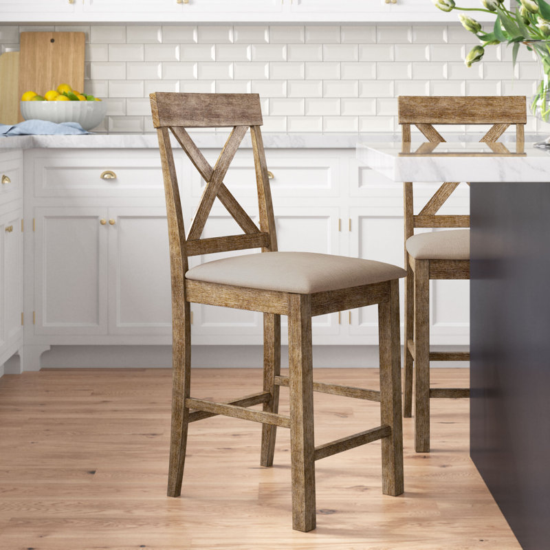 Haigh Upholstered Counter Stool, Weathered Oak, Counter Stool (26” Seat Height) Duplicate