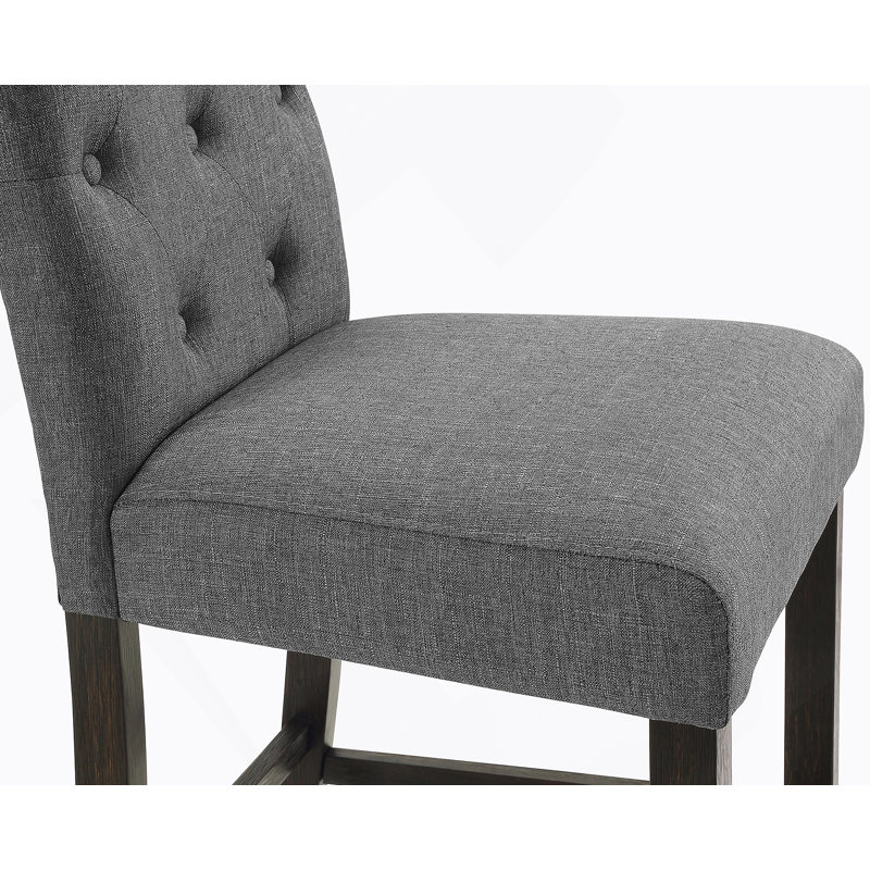 Leviton Solid Wood Tufted Asons Barstool, Set Of 2, Grey