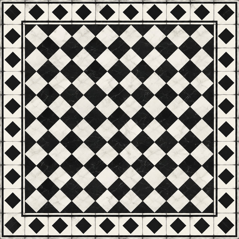 Tapis de cuisine noir Chess, Rectangulaire 2 pi x 4 pi