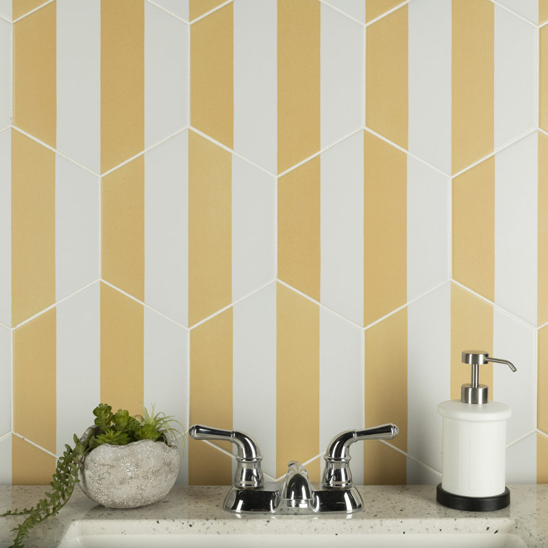 Porto Capri Hex 9" x 10" Porcelain Patterned Look Wall & Floor Tile, White/Blue