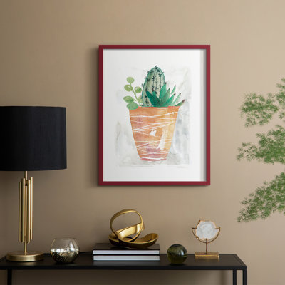 Boho Cactus, reproduction encadrée - bois massif