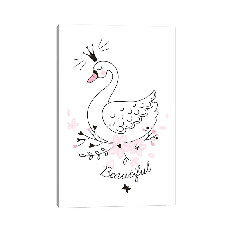 Beautiful Swan - impression d'art graphique, H 26 po x l 18 po x 1,5 po, Toile tendue, Pas de tapis