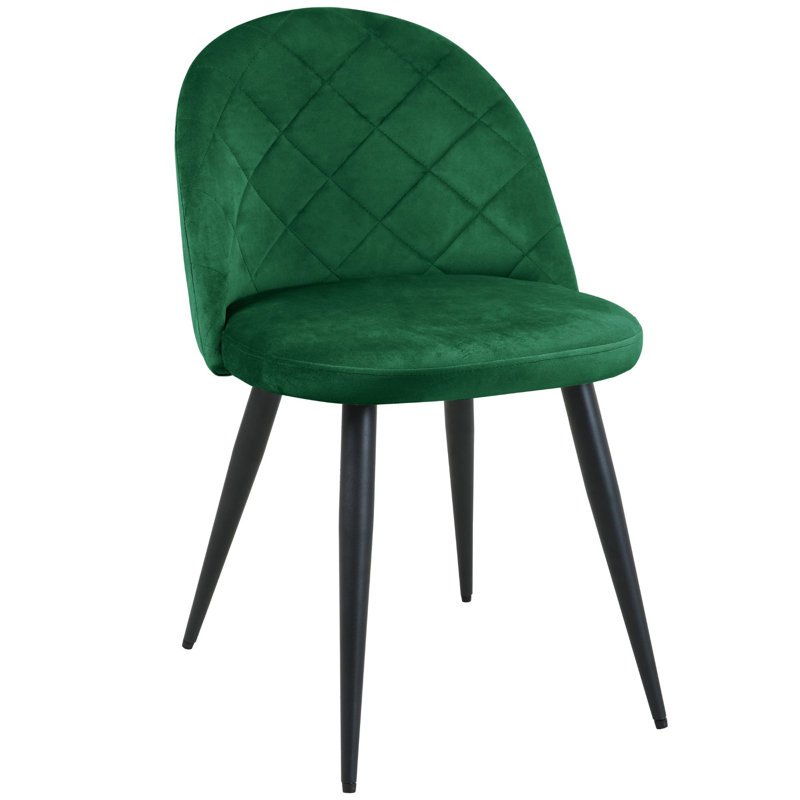 Adrianah 47cm H Tufted Velvet Upholstered Upholstered Back Side Chair in Green