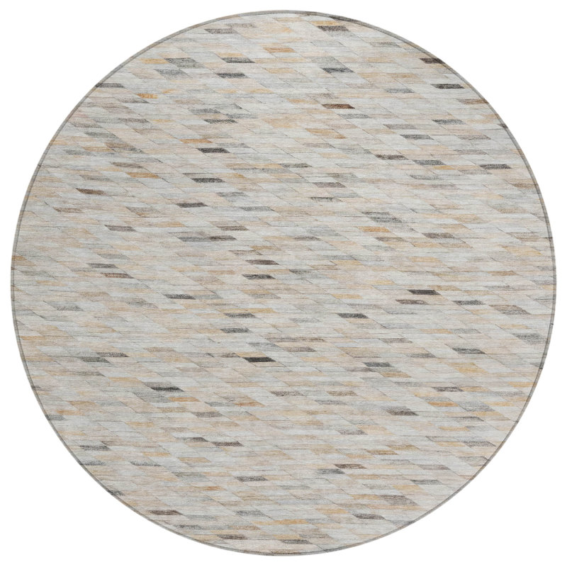 Ruzenth Ivory Washable Indoor-Outdoor Rug - LOOMLAN, 8' x 8'