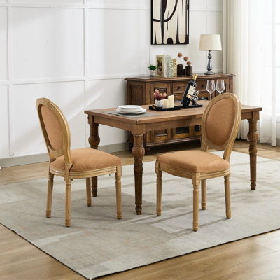 Chaises de salle à manger de style français avec cadre en bois massif brun clair et 2 coussins intérieurs en mousse à ressorts en mousse souple 22,76 po de profondeur 18,3 po Hauteur du colis 38,5 lb Poids