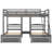 Full over Twin & Twin Triple Bunk Bed with Drawers, Storage Bunk Bed, Space-Saving Bed Frame, Gray