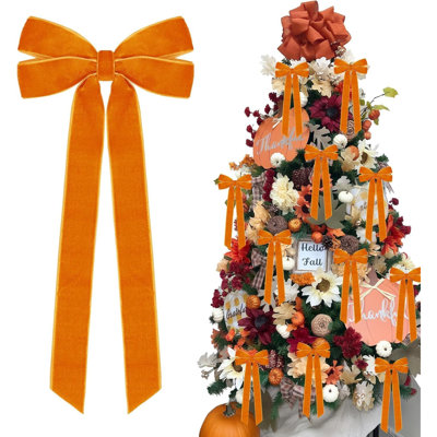 12 pièces rubans de velours décoratifs d'arbre d'automne 5 po x 10 po orange | Décoration de Noël, décoration de Noël, décoration de Noël