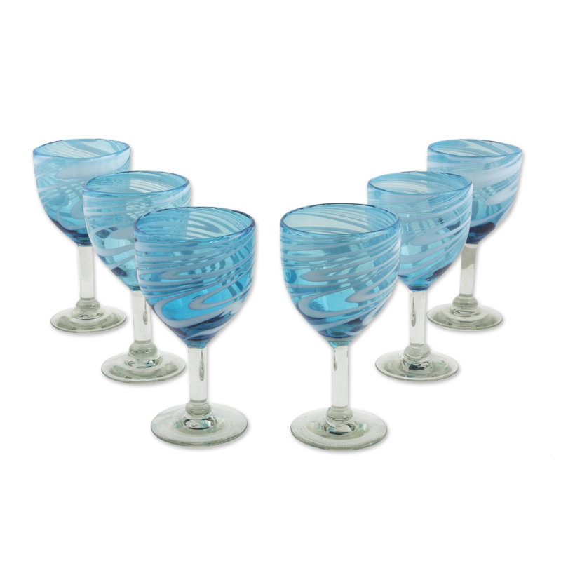 10 oz Verre à pied en verre, Bleu