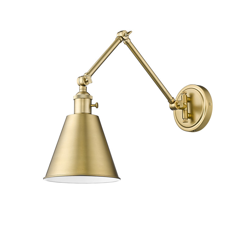 Wyck Steel Swing Arm Sconce, Modern Gold