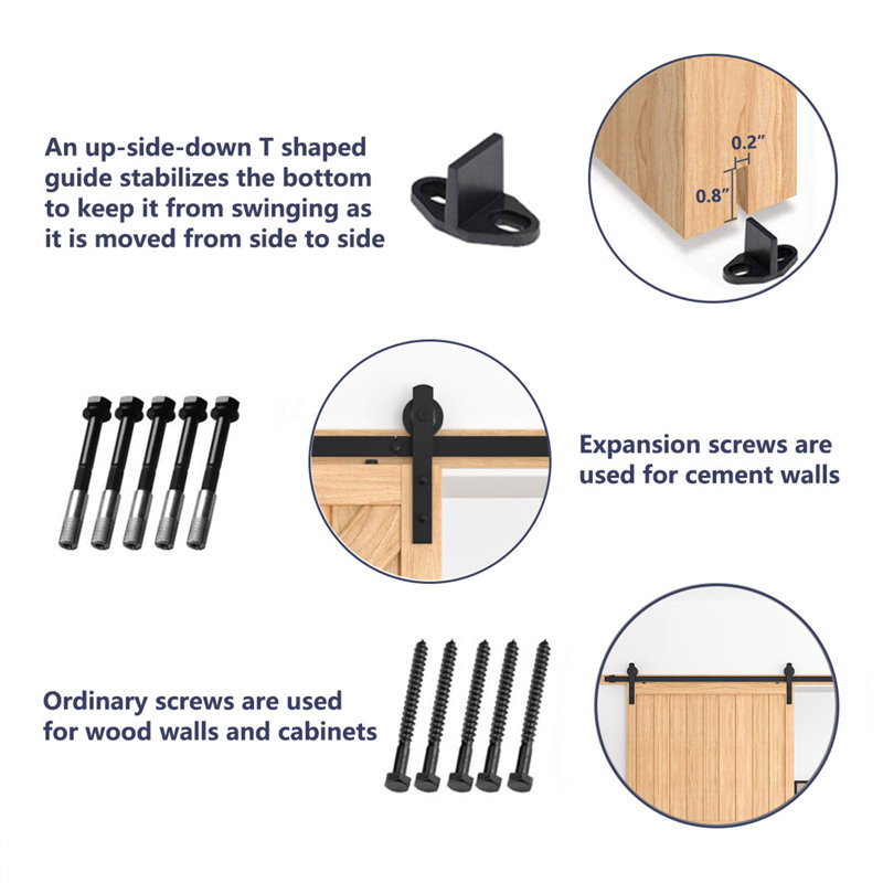 Ensemble de quincaillerie de porte de grange simple i shape i standard, 96 po