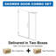 Porte de douche sans cadre à charnières avec paroi de douche fixe en verre trempé transparent SGCC de 9,5 mm (3/8 po), finition or brossé, dimensions : 119-122 cm (47-48 po) de largeur x 183 cm (72 po) de hauteur-125980723