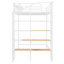 Lit mezzanine simple en métal avec grille de rangement supérieure et échelle de rangement latérale-1323297882