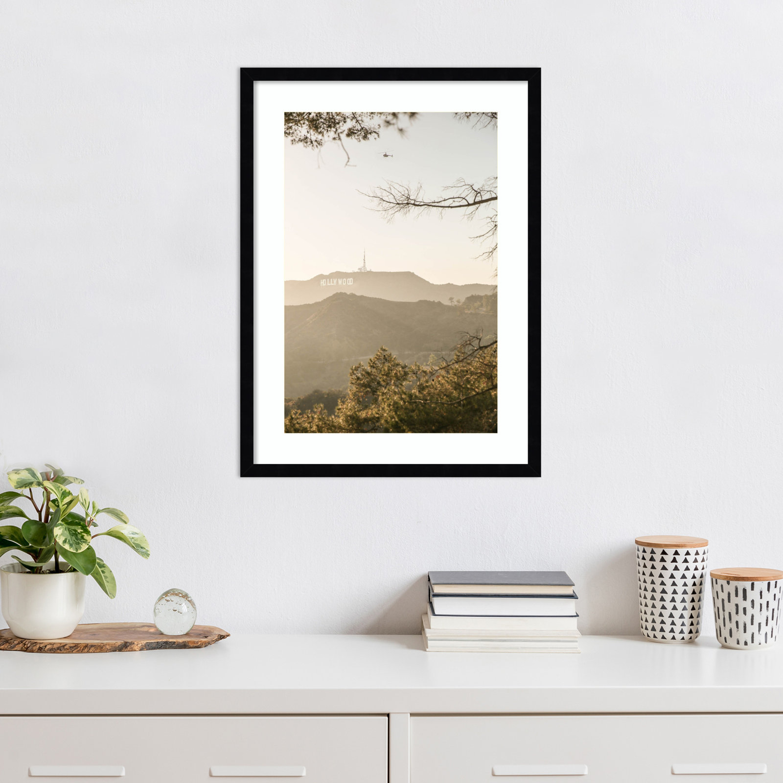 Hollywood Hills by Shot by Clint Wood Framed Wall Art Print, Black , 25" H x 19" W