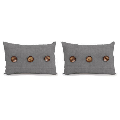 17" x 17" Sorvino Ash Solid Outdoor Throw Pillow with 3 Coconut Buttons (Set of 2)