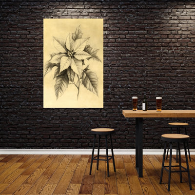 «Elegant Poinsettia», impression élégante de fleur de poinsettia traditionnelle rétro, art mural