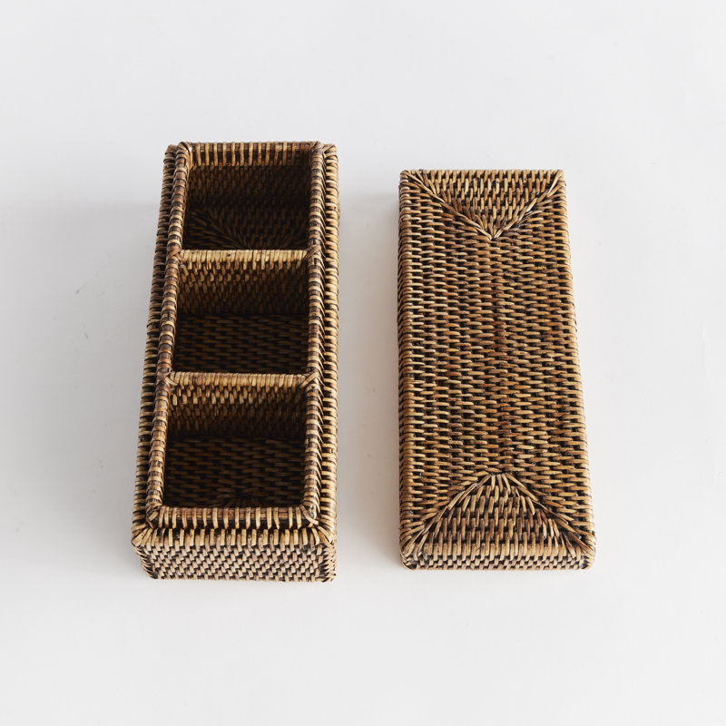 Gardena Handmade Wicker Decorative Box, Brown