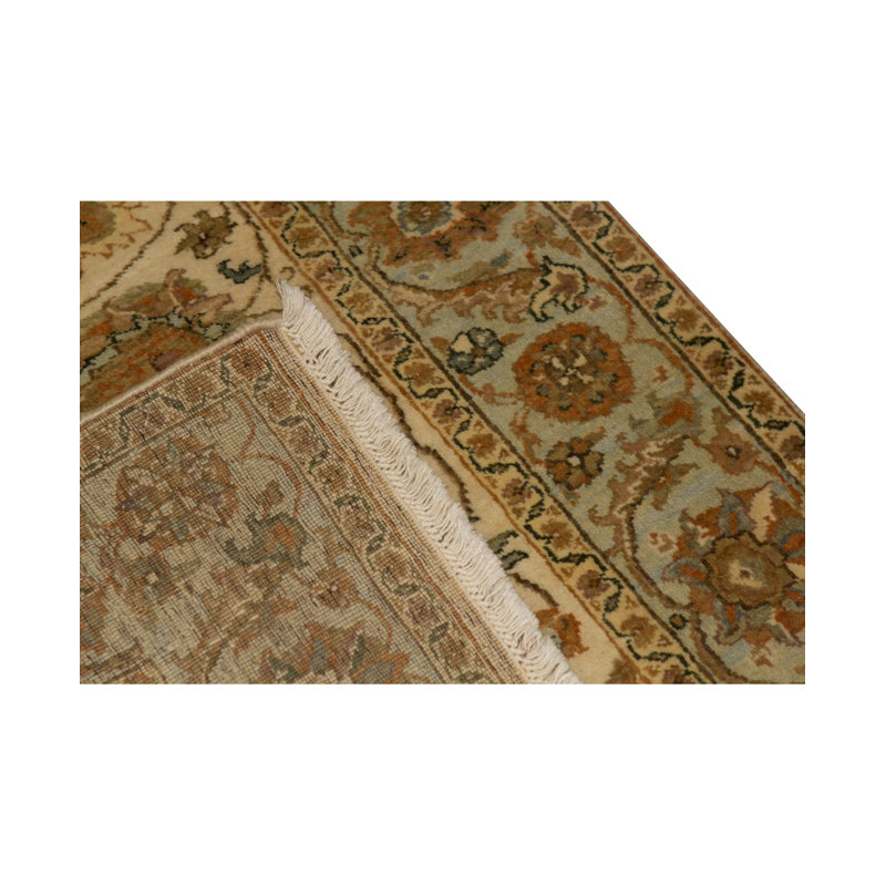 Tapis crème et bleu clair noué à la main de haute qualité