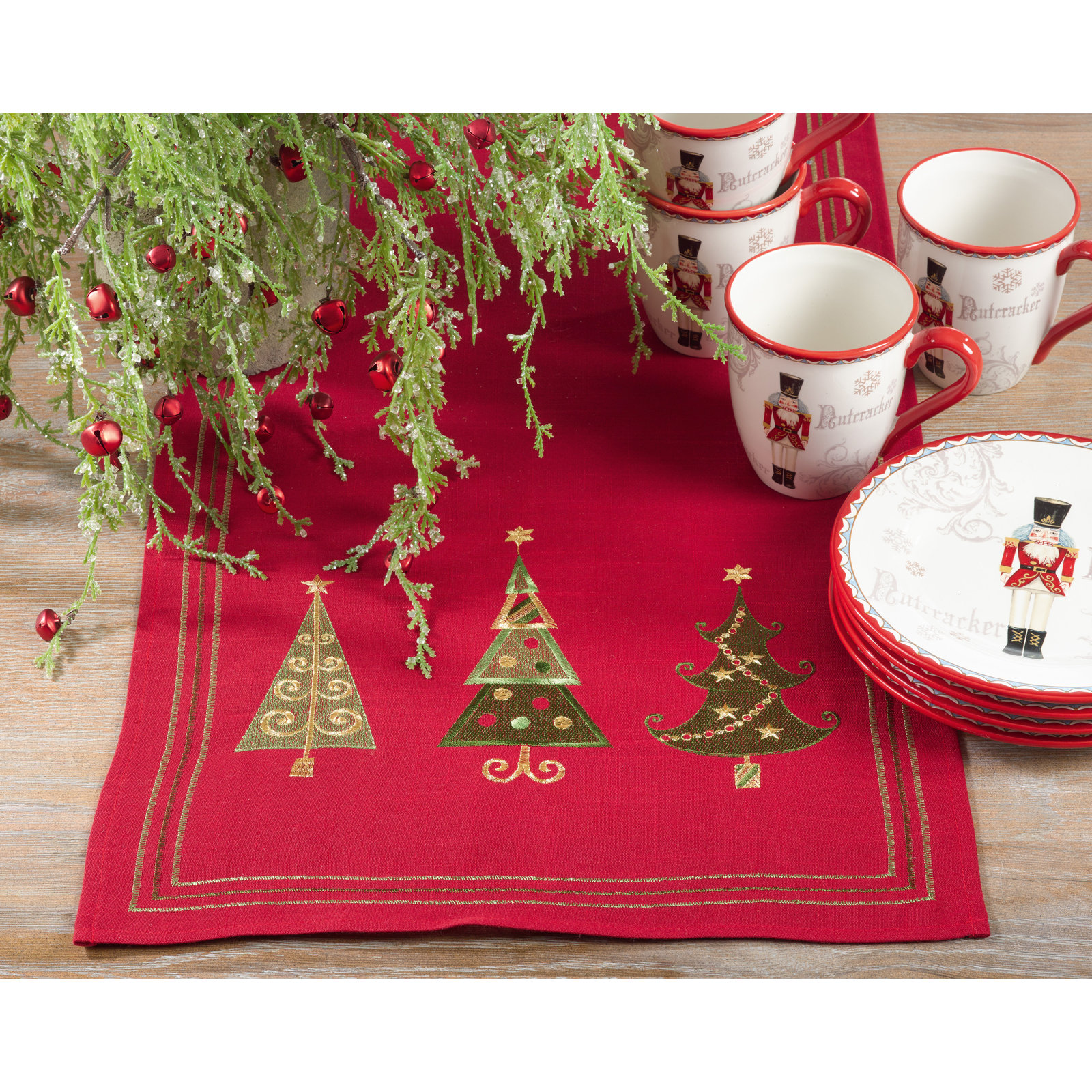 Floral Christmas Table Runnner, 90" x 16"