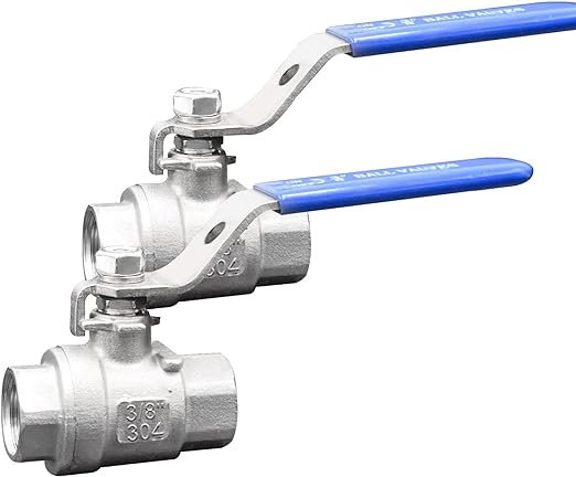 2 pièces, robinet à boisseau sphérique 3/8 pouces à port complet, 2 pièces en acier inoxydable 304