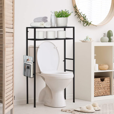 Rangement au-dessus de la toilette à 2 niveaux, tablettes de salle de bain en métal peu encombrantes, autoportant
