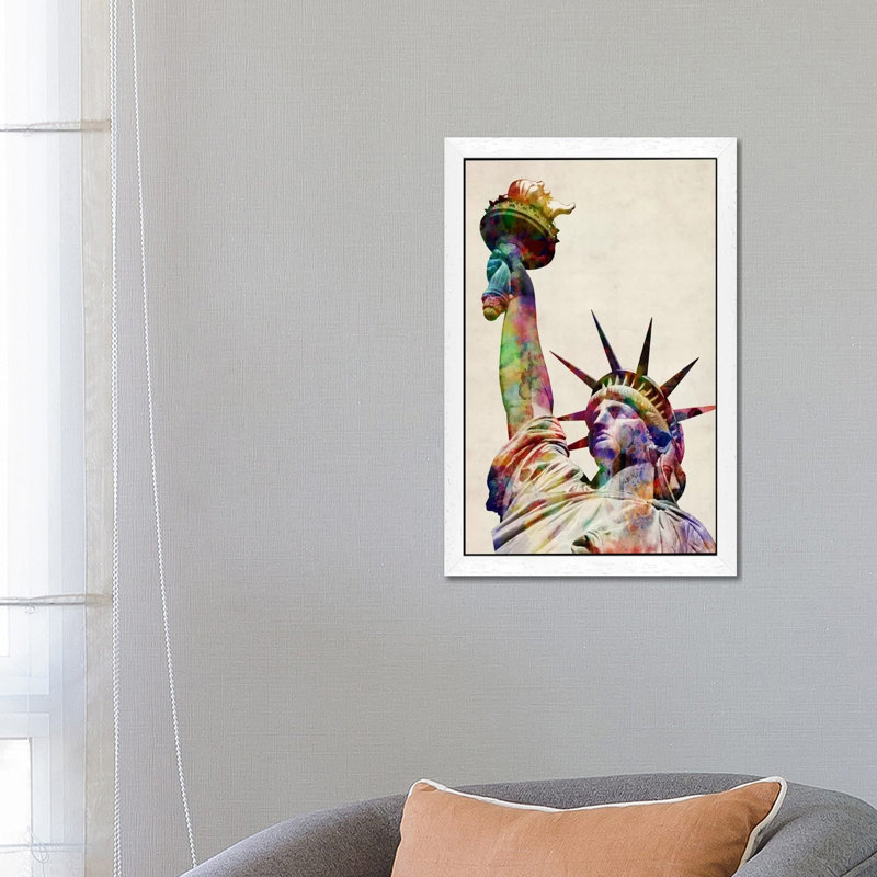 Statue Of Liberty by Michael Tompsett - Floater Frame Print on Canvas, White Framed, 152.5 cm H x 101.5 cm W