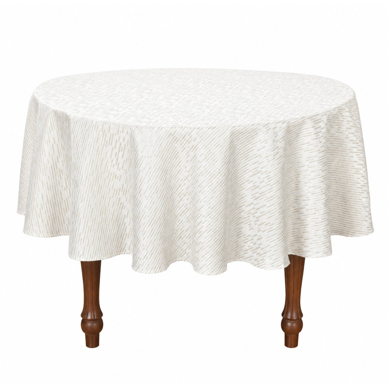 Motif rayé deux-tons de Noël en lin violet, jacquard de polyester scintillant, doré, rond de 70 pouces, peut accueillir 4 à 6 personnes